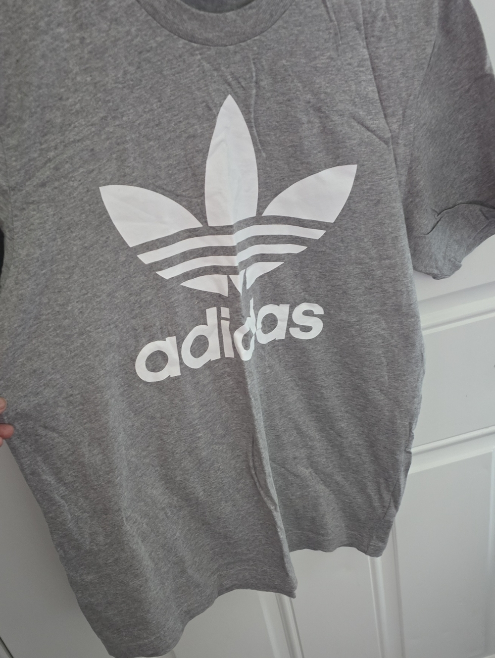 adidas Heather Gray Tee with White Trefoil
